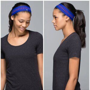Lululemon Fly Away Tamer Headband Pigment Blue / Double Trouble Stripe Violet
